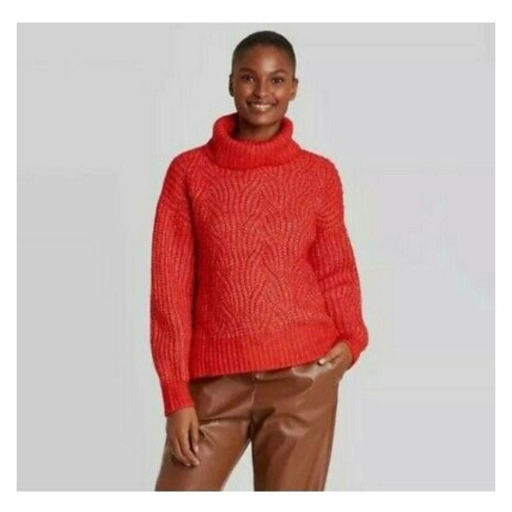 Women's Turtleneck Cable Stitch Pullover Sweater Size S Small